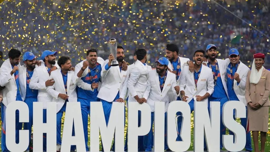 Now That India Have Won The Champions Trophy, What Is Next For Rohit And His Men In Blue In 2025? Indian Team celebrates after win the Champions Trophy.
