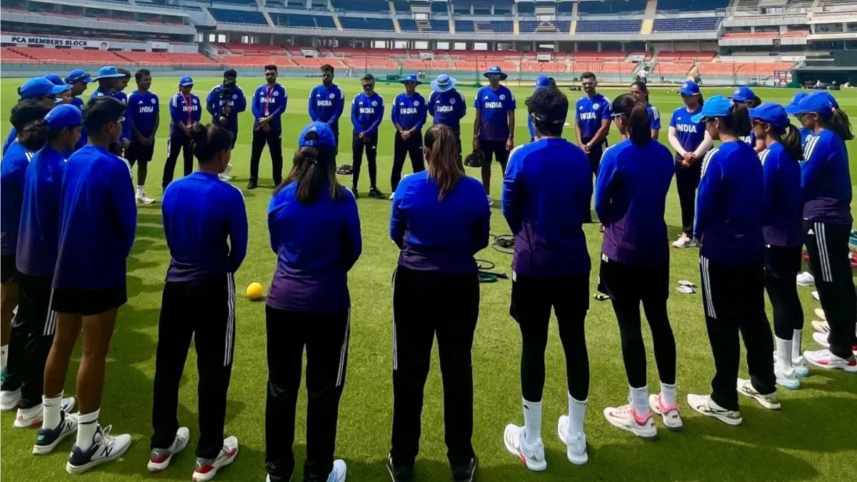 Indian Women's Cricket Team during training session in New Chandigarh