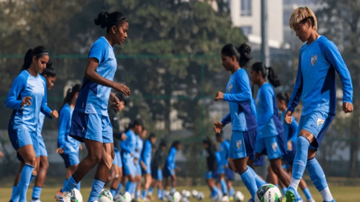 Indian Women's Football Team Defeat Perth RedStar In Closed-Door Friendly In Perth Indian women's football team during practice session