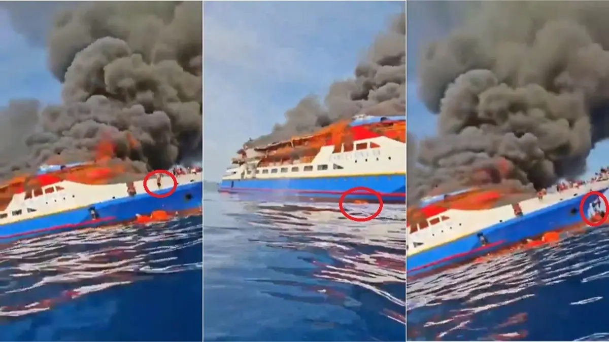 Indonesian Ferry Fire Off The Coast Of North Sulawesi