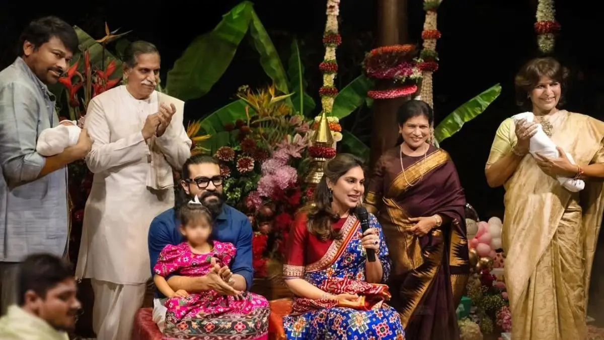 First Photo Of Ram Charan-Upasana Kamineni's Twins Shiva Ram And Anveera Devi From Namkaran Inside Ram Charan and Upasana Kamineni's Twins' Namkaran