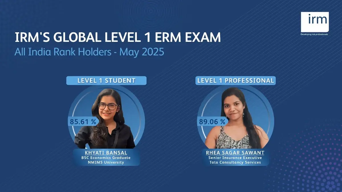 Institute of Risk Management, India Affiliate Announces Results of May 2025 Level 1 Enterprise Risk Management Exam Institute of Risk Management, India Affiliate Announces Results of May 2025 Level 1 Enterprise Risk Management Exam