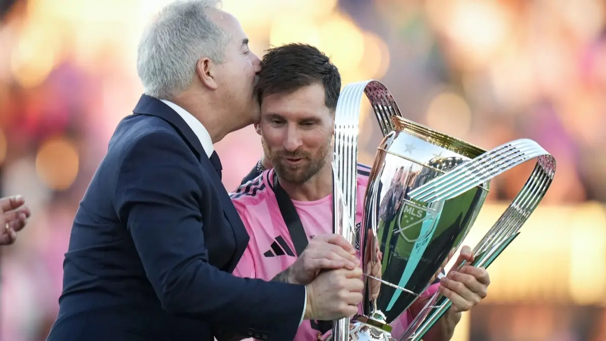 Inter Miami's Lionel Messi and managing owner Jorge Mas