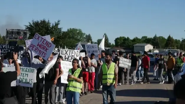 International students protesting in Canada.