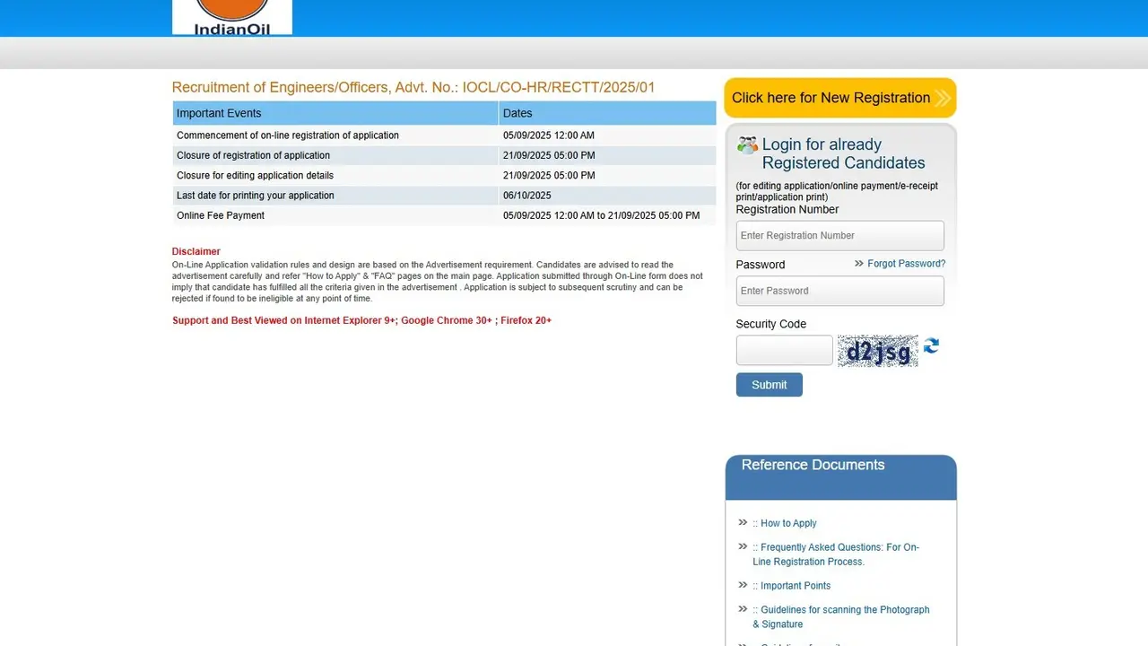 IOCL Recruitment 2025 engineer registration open at iocl.com with apply online link