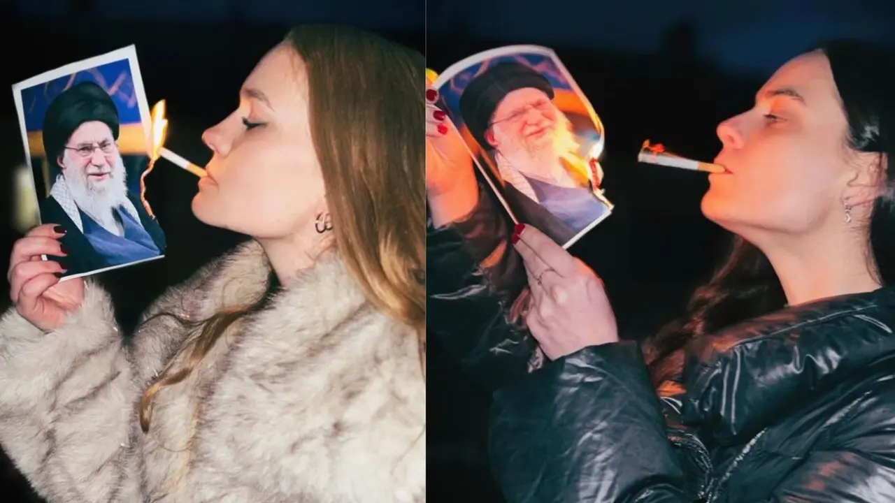 Iranian Women Ignite Cigarettes with Ayatollah Ali Khamenei Burning Images, know the reason behind this type of protest