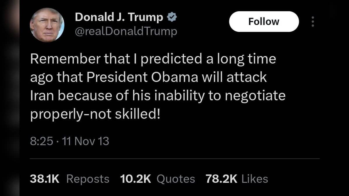 Ironic Tweet! Trump's 12-Year-Old Post Saying 'Obama Will Attack Iran' Resurfaces
