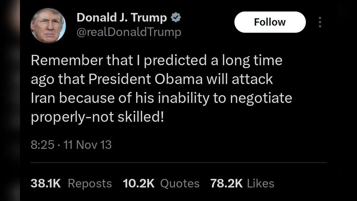 Ironic Tweet! Trump's 12-Year-Old Post Saying 'Obama Can't Negotiate, Will Attack Iran' Resurfaces Ironic Tweet! Trump's 12-Year-Old Post Saying 'Obama Will Attack Iran' Resurfaces