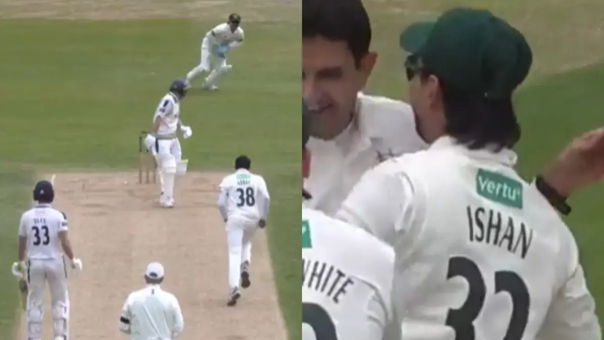 Ishan Kishan and Mohammad Abbas combine to dismiss Adam Lyth
