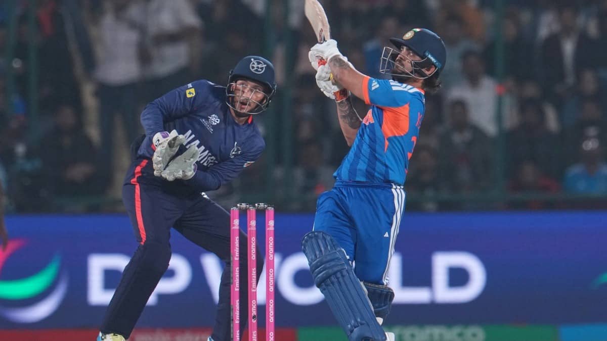 Ishan Kishan in action against Namibia