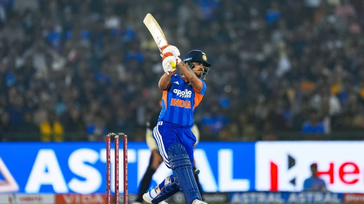 Ishan Kishan in action against New Zealand in 2nd T20I
