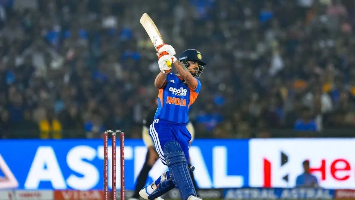 Ishan Kishan in action against New Zealand in 2nd T20I