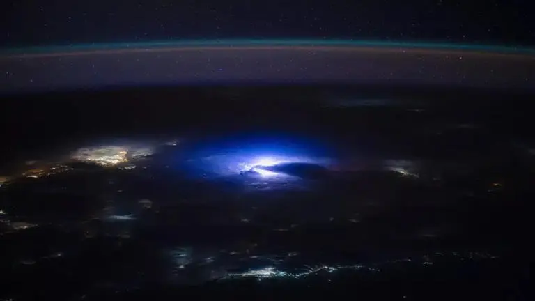 ISS Astronaut Photographs Lightning Strike Over India