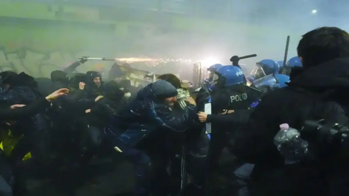Italian Police Fire Tear Gas as Protesters Clash Near Winter Olympics Venue Italian Police Fire Tear Gas as Protesters Clash Near Winter Olympics Venue