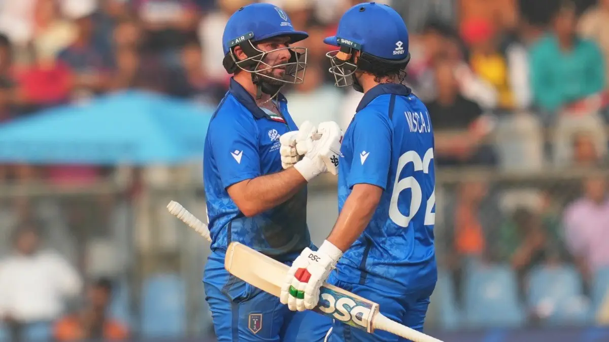 Teary Eyes, Aussie Origins, Aiming To Rise: Italy Captain, Coach Weigh In On Historic T20 World Cup Triumph Over Nepal Italy's Anthony Mosca celebrates his fifty with Justin Mosca against Nepal