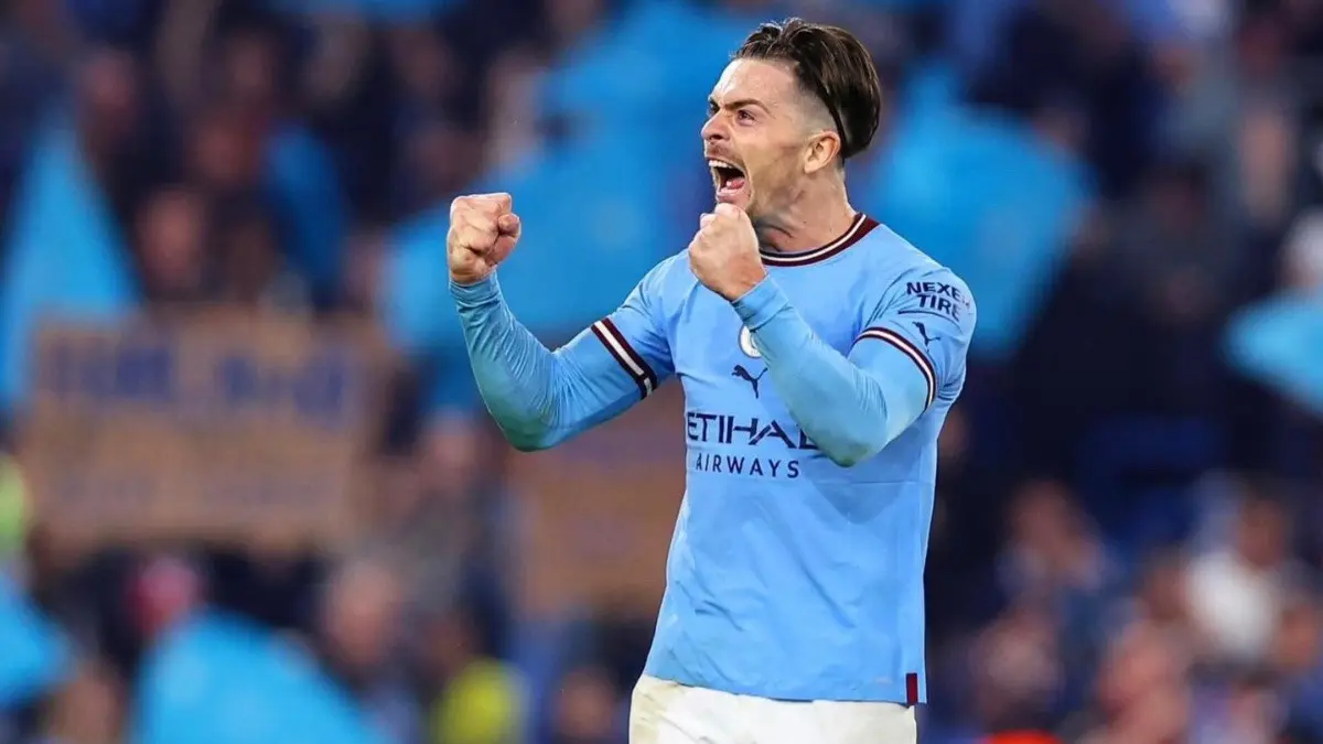 Jack Grealish after scoring a goal for Manchester City