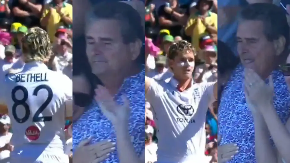 Jacob Bethell's father reacts to his maiden Test ton