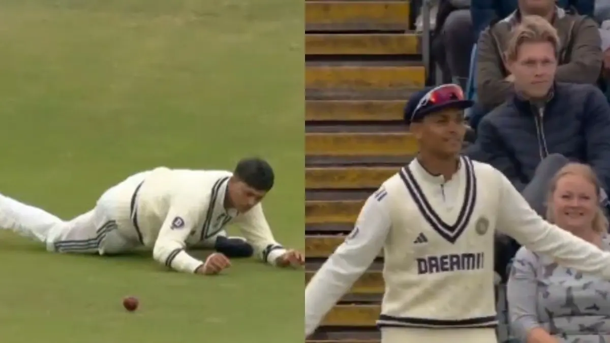 Yashasvi Jaiswal Trolled For Dancing Shamelessly After Dropping Four Catches During Leeds Test | WATCH VIDEO Jaiswal Catch Drop (L), Jaiswal Dancing (R)