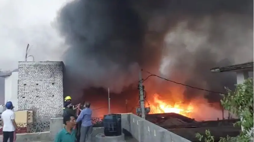 Fire at a scrapyard in Jammu's Trikuta Nagar