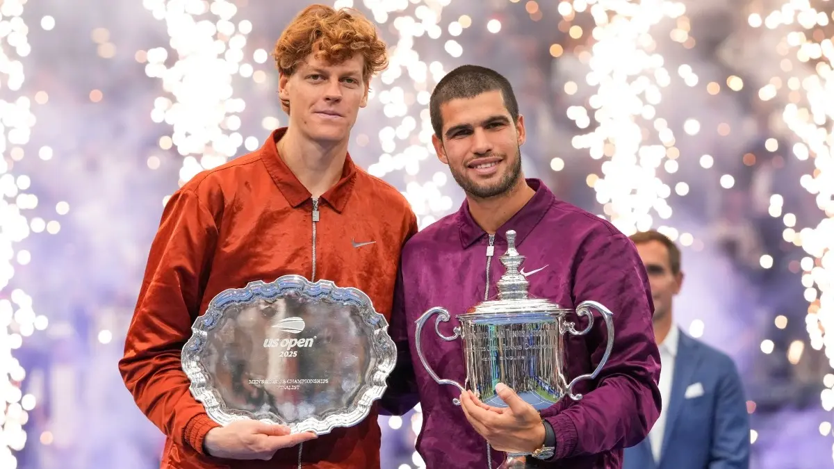 'We’re Definitely Gonna Work': Jannik Sinner Underlines The Biggest Reasons Behind His Loss Against Carlos Alcaraz In The US Open Final Jannik Sinner and Carlos Alcaraz during the Trophy Ceremony of US Open