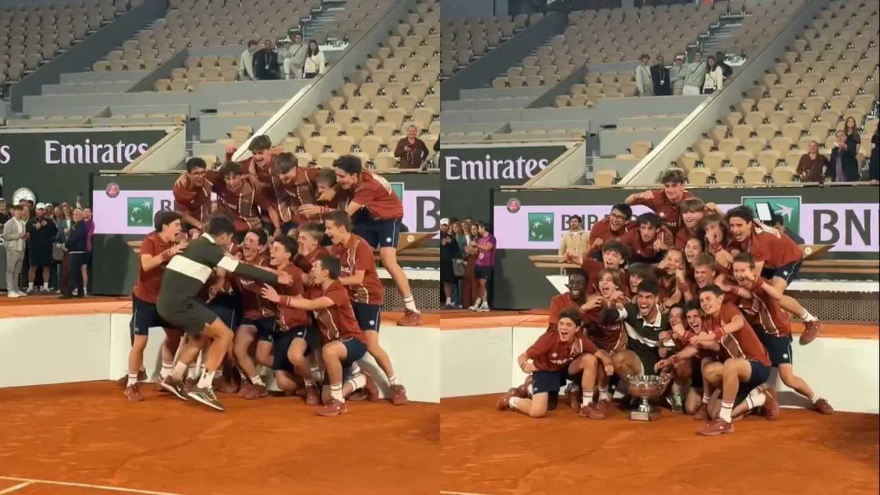 Carlos Alcaraz Shares Joy with Ball Kids Following Epic French Open Final, Wholesome Celebration Moment Goes VIRAL Jannik Sinner Celebrates With The Ball Kids