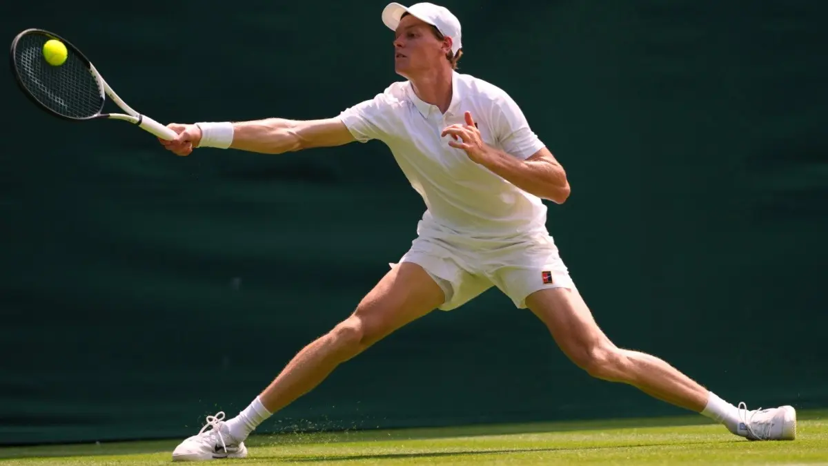 Wimbledon 2025: Italian Star Jannik Sinner Storms Into Second Round After Beating Luca Nardi In Straight Sets Jannik Sinner in action during the first round of the Wimbledon 2025