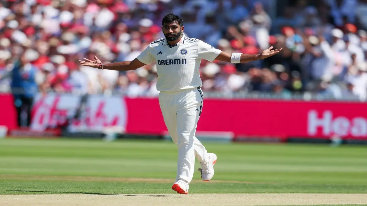 Jasprit Bumrah celebrates the wicket of Joe Root