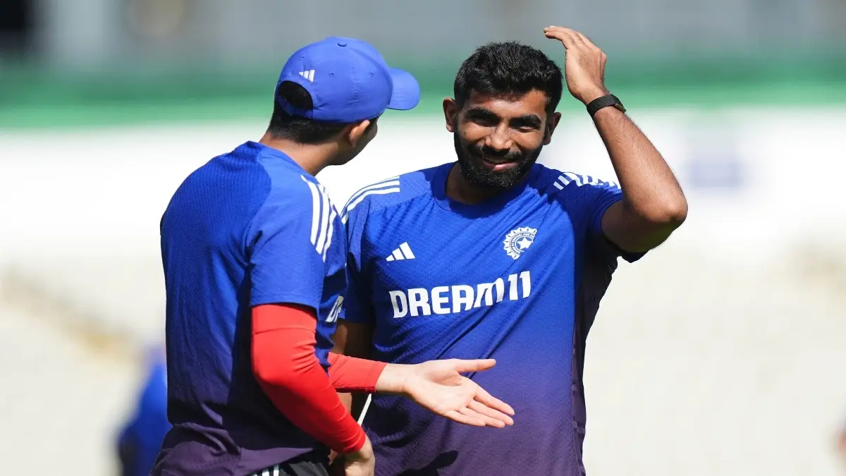 Jasprit Bumrah duing a practice session