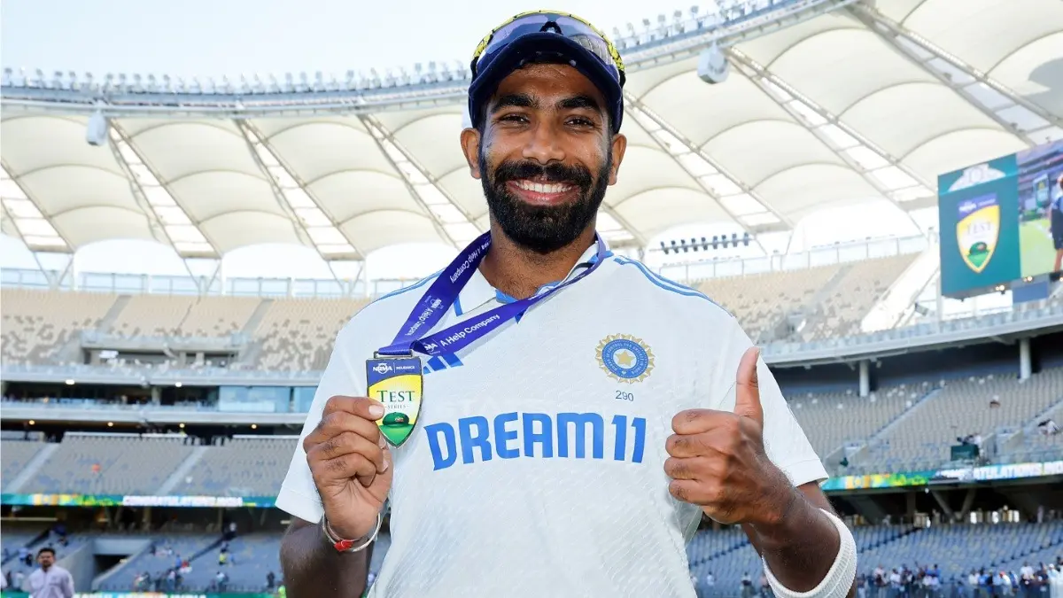Jasprit Bumrah poses for a picture with the Player of the Match medal during BGT 2024-2025