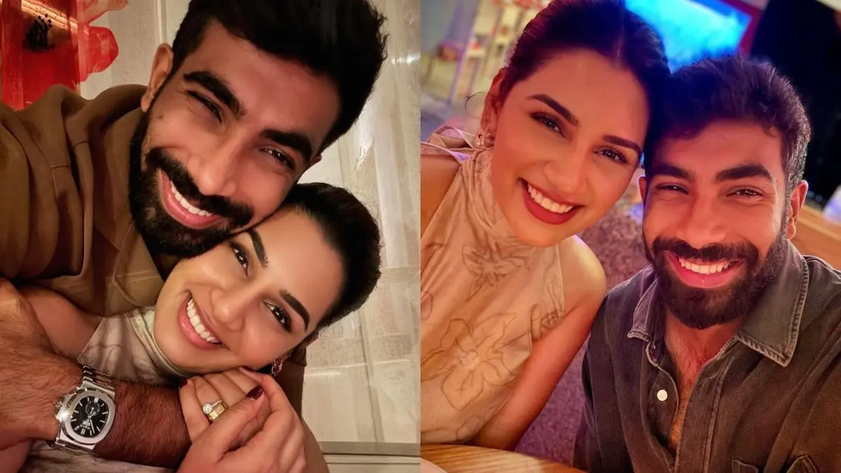jasprit bumrah shower love to his wife SANJANA GANESAN on Birthday