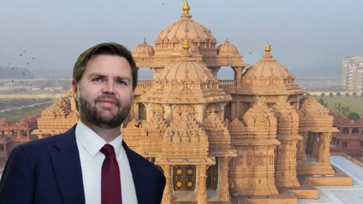 JD Vance, Wife Usha and Children Visit Akshardham Temple, To Meet PM Modi Later in The Day