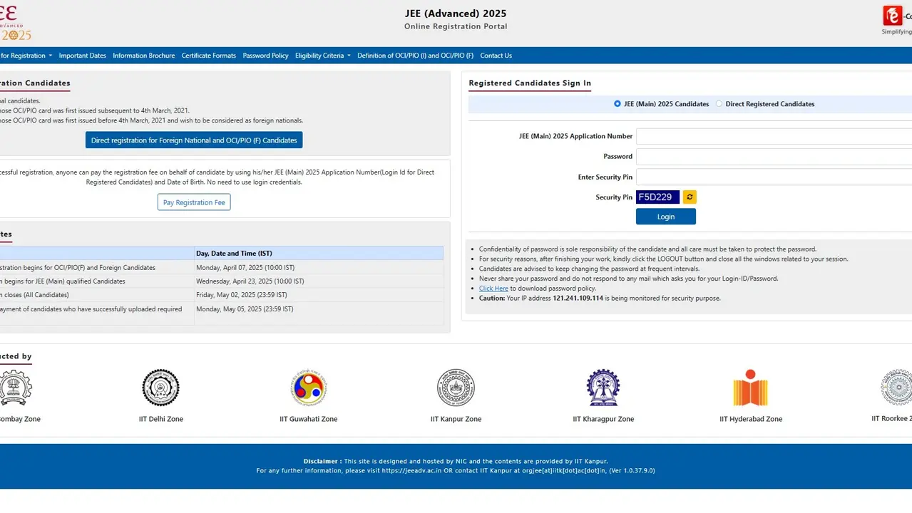JEE Advanced 2025 Registration Begins