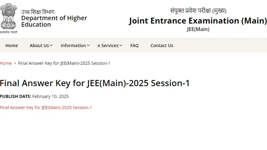 JEE Main 2025 Final Answer Key