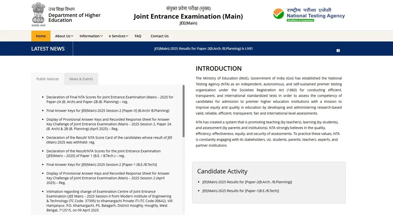 JEE Main Result 2025 Declared for Paper 2 at jeemain.nta.nic.in, Direct Link to Check JEE Main Result 2025 Declared for Paper 2 at jeemain.nta.nic.in, Direct Link to Check