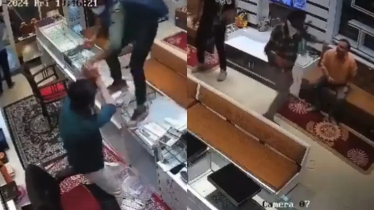 Caught On Camera: Robbers Loot Jewellery Shop in Rajasthan's Bhiwada, 5 People Injured Jewellery Shop Robbery in Rajasthan's Bhiwada