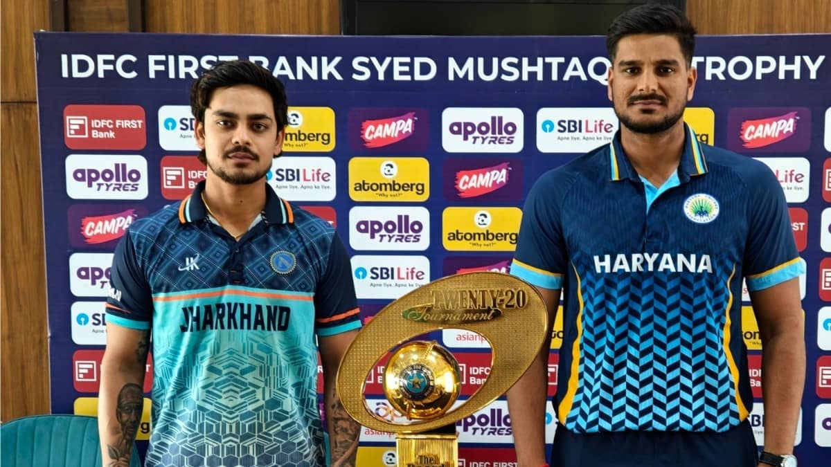 Jharkhand's Ishan Kishan and Haryana captain Ankit Kumar ahead of the SMAT 2025 Final match