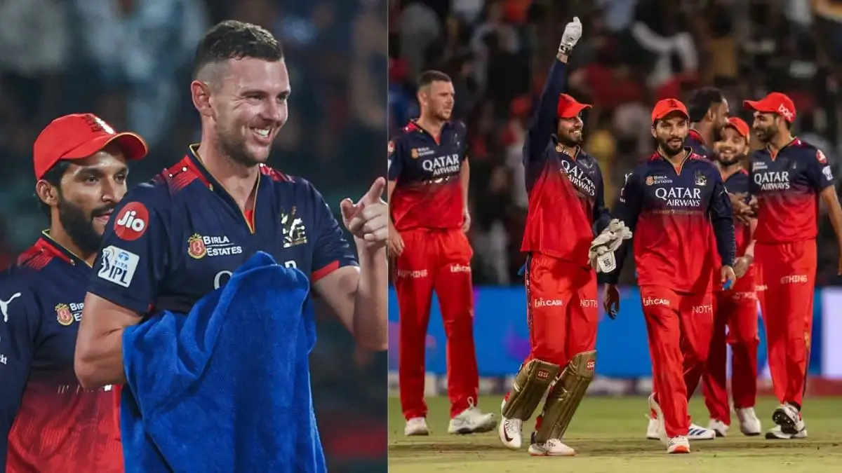 Jitesh Sharma force to take DRS turning point of the match josh hazlewood shines with bowl rcb vs rr