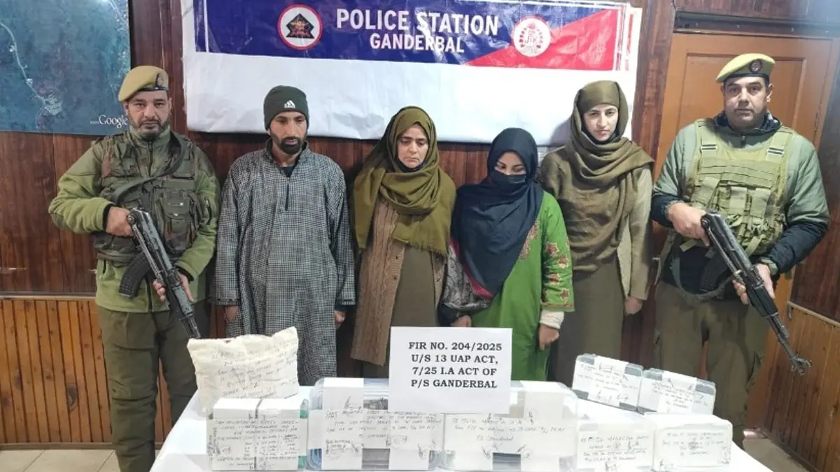 J&K: Arms, Grenades & Cash Seized as 2 Terror Associates Arrested in Ganderbal; Poonch Police Attach Pak-Based Handler's Property