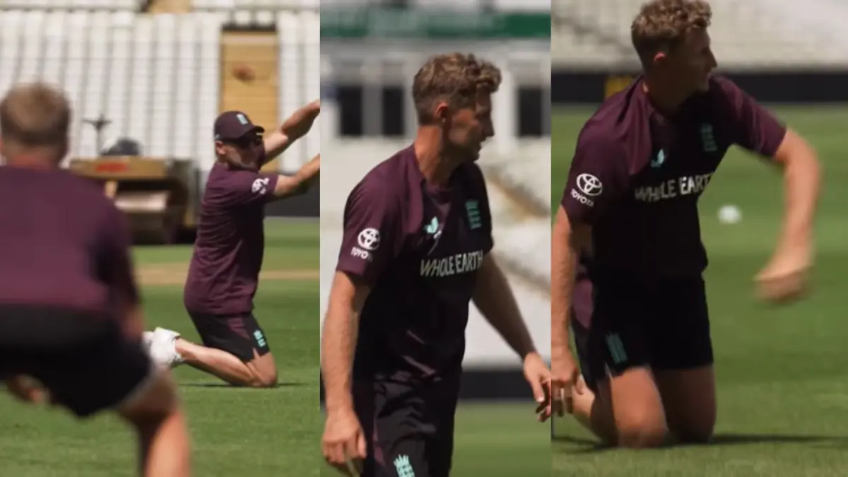 Joe Root takes a screamer in the slip cordon