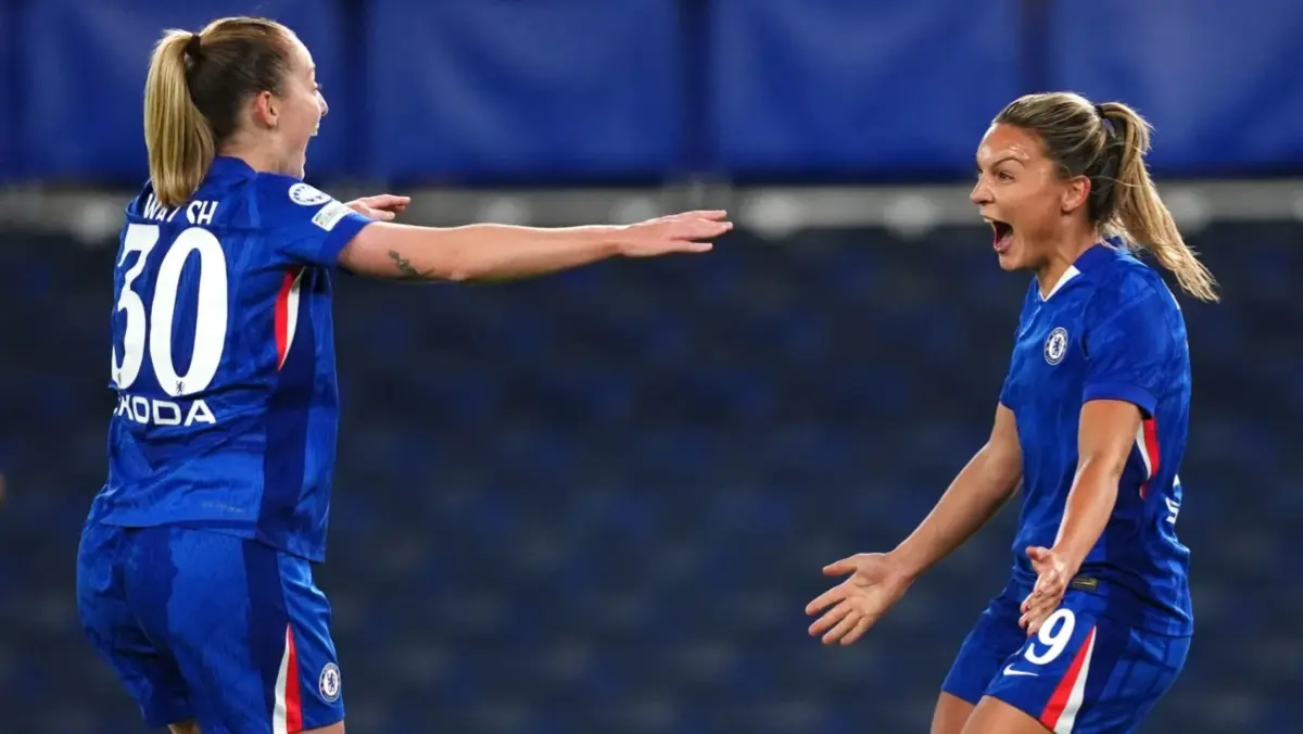 Lyon And Wolfsburg Face Off Again In Women's Champions League, Bayern Challenge For Arsenal Johanna Rytting Kaneyard celebrates