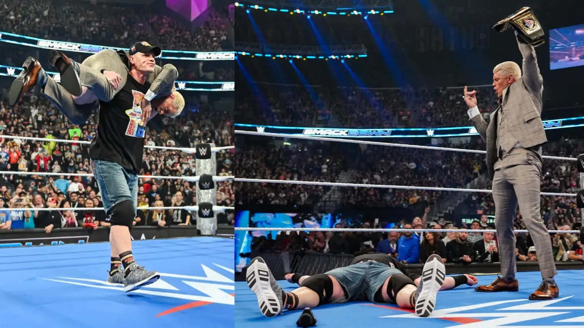 WWE WrestleMania 41 Night Two: From Match Card To Venue And Timings, Check Out All Details You Need To Know John Cena and Cody Rhodes during Friday Night SmackDown