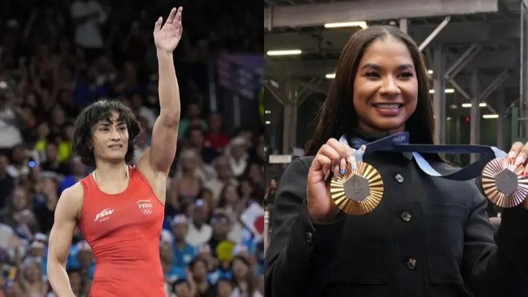 Will CAS’ Ruling To Strip US Gymnast Jordan Chiles Of Bronze Medal Impact Vinesh Phogat's Case? Jordan Chiles and Vinesh Phogat