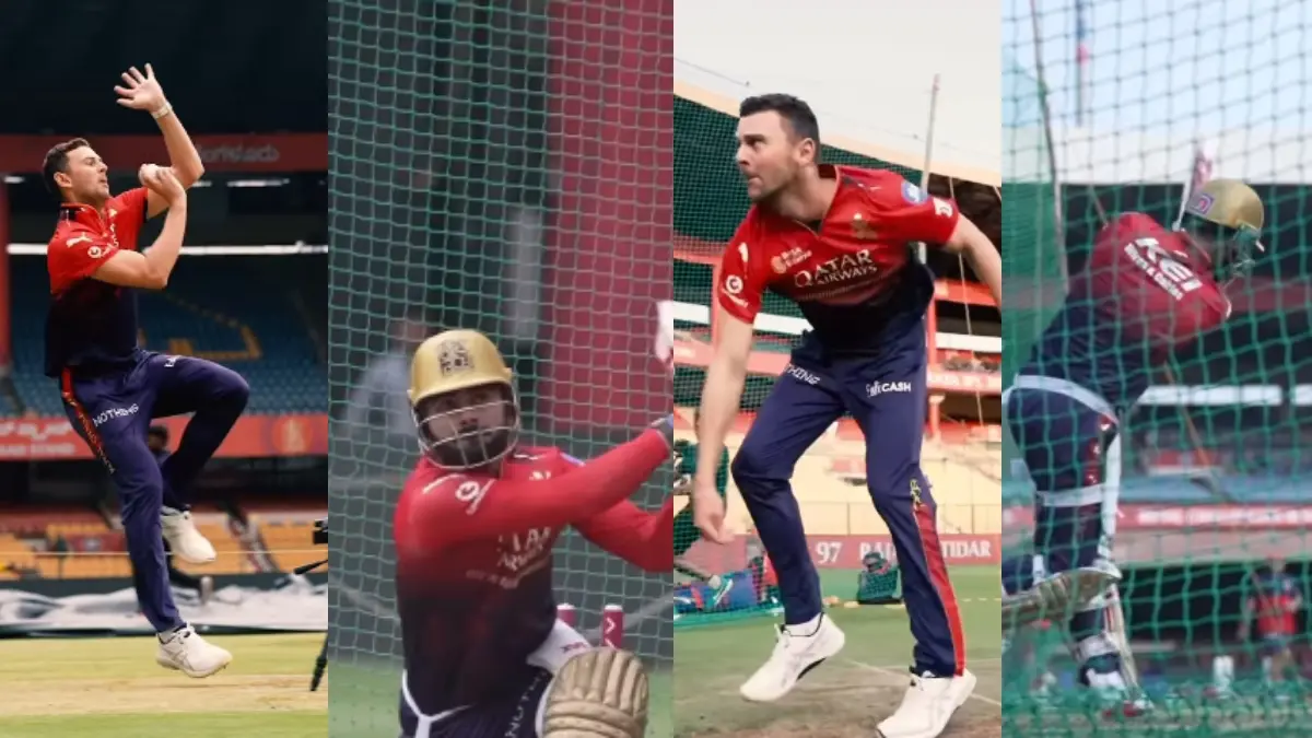 Josh Hazlewood and Virat Kohli train ahead of RCB vs PBKS clash