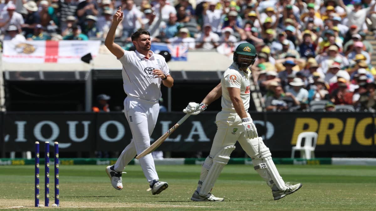Josh Tongue celebrates his wicket