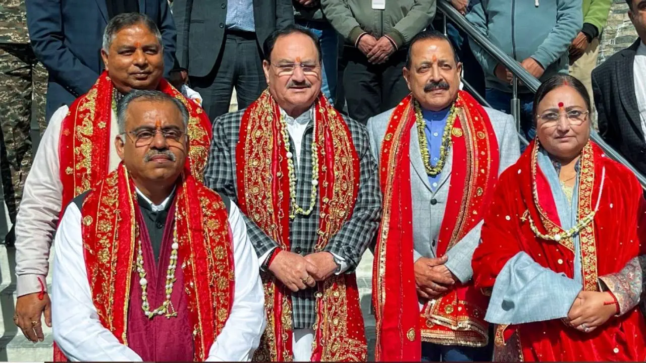 JP Nadda arrives to pay obeisance at the Mata Vaishno Devi Temple