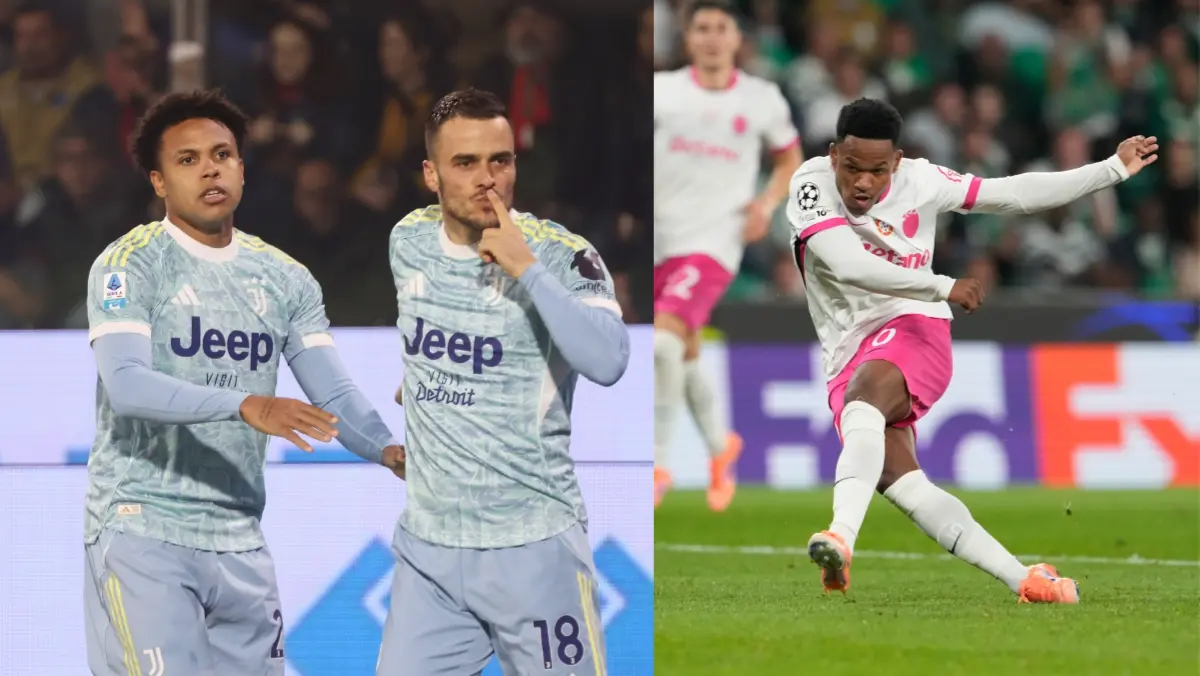 Juventus' Filip Kostic and Sporting's Geny Catamo