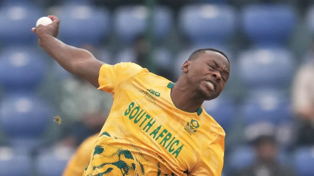 Kagiso Rabada Leaps Past Dale Steyn To Claim Iconic T20 World Cup Record With Two-Wicket Haul Against West Indies Kagiso Rabada in action