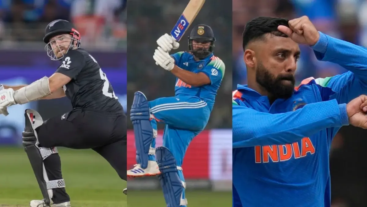 Kane Williamson, Rojhit Sharma and Varun Chakaravarthy