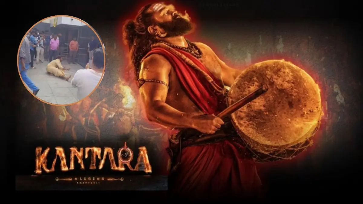 Watch: Rishab Shetty Fan Re-enacts Iconic Kantara Chapter 1 Scene, Draws Heavy Crowd Outside Bengaluru Theatre Kantara Chapter 1 fan craze