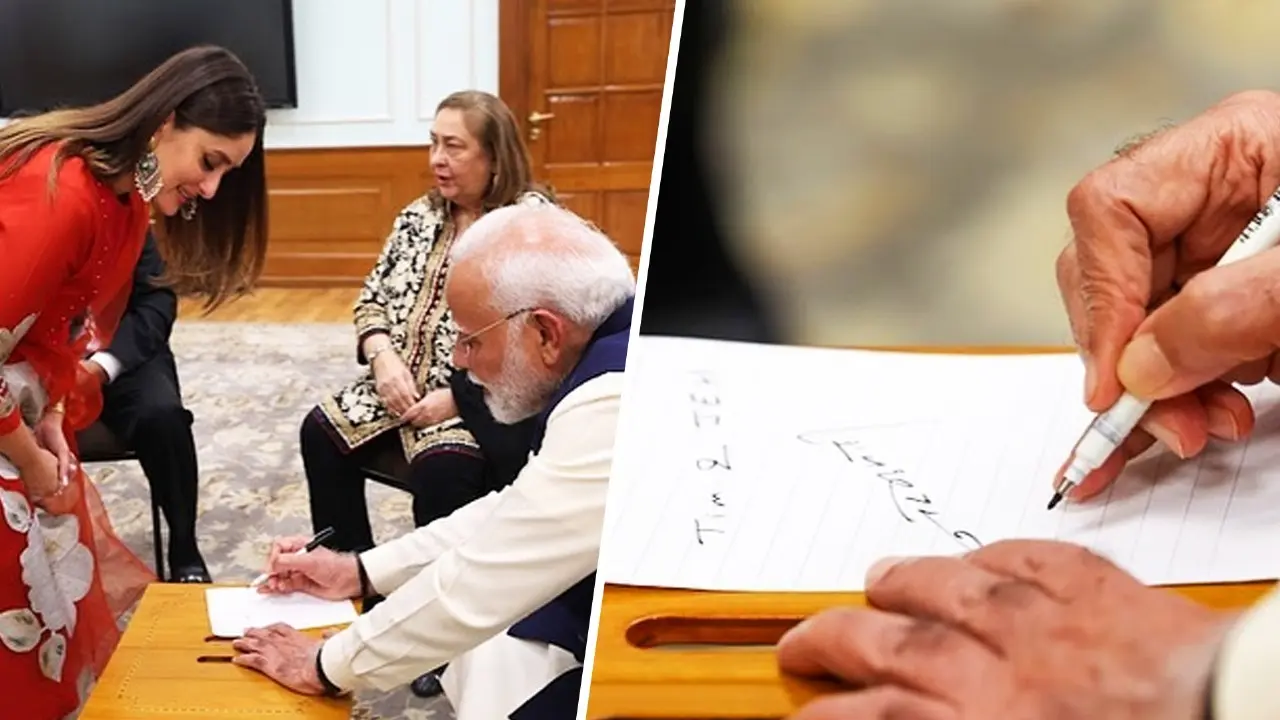 Kareena Kapoor Gets PM Modi's Autograph For Taimur, Jeh, Drops Pics From Kapoor Family Meet Kareena Kapoor with PM Modi